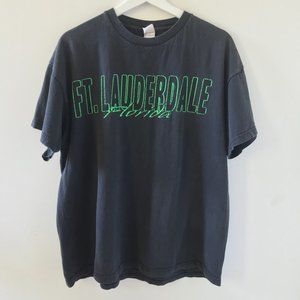 Washed Black 90s Vintage T with slime green ‘Fort